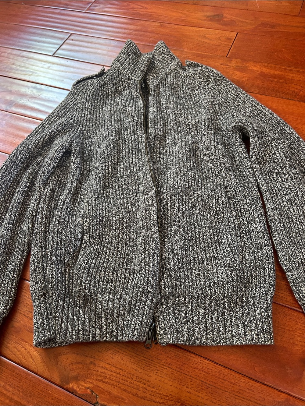 Banana Republic Gray Marled Zip-Up Sweater